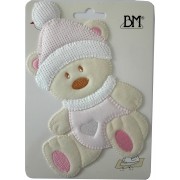 Iron-on Patch - Teddy Bear with Hat - Pink